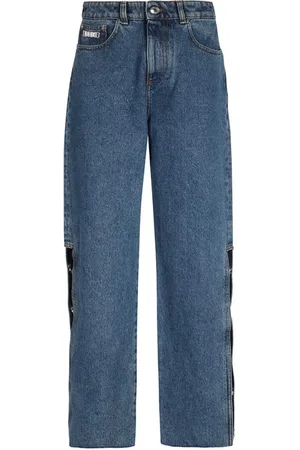 GCDS Wide-leg jeans with bottom side slits