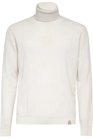 BRIONI Cashmere Turtleneck Jumper with Leather Inserts