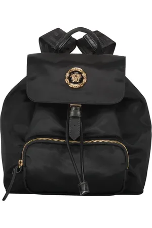 VERSACE Backpacks, female, , ONE SIZE, Nylon Backpack with Leather Details
