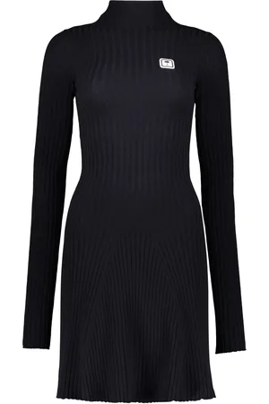 Palm Angels Knitted Dresses, female, , XS, Ribbed Knit Dress with Stand Up Collar