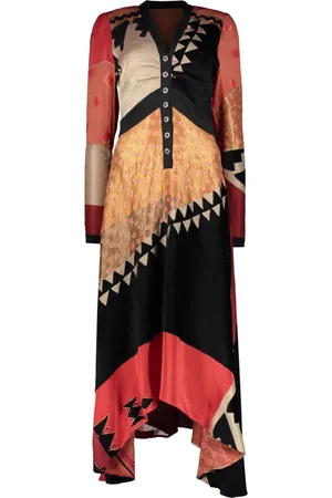 Etro Maxi Dresses, female, , S, Silk Blend Maxi Dress with Contrast Details