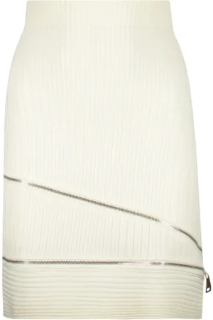 ANDREA ADAMO Short Skirts, female, , S, Ribbed Knitted Mini Skirt with Zips