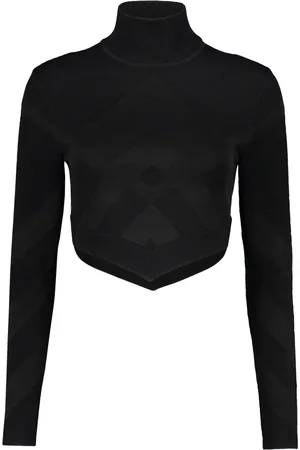 Burberry Ribbed Turtleneck Top with Jacquard Motif