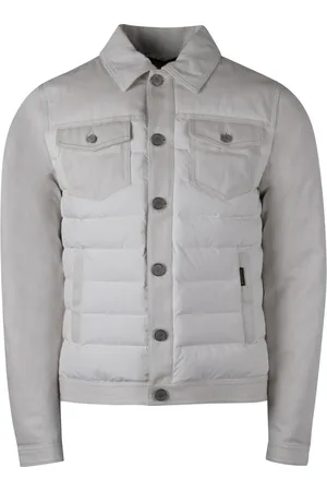 MOORER Down Jackets, male, , M, Denim Jacket with Goose Down Padding