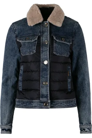 MOORER Down Jackets, female, , S, Padded Denim Jacket with Detachable Collar