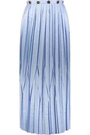 Salvatore Ferragamo Maxi Skirts, female, , XS, Midi Pleated Skirt with Metallic Buttons