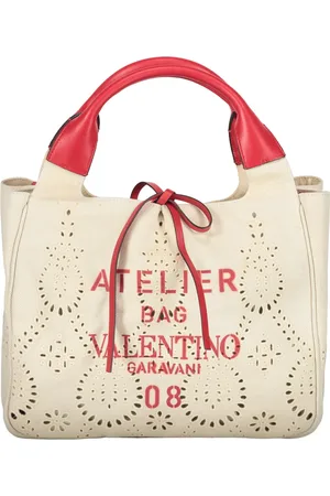 VALENTINO GARAVANI Handbags, female, , ONE SIZE, Perforated Canvas Tote Bag with Leather Details