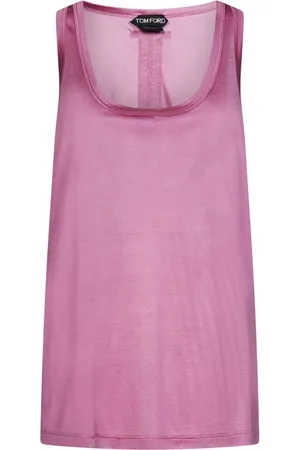 Tom Ford Sleeveless Tops, female, , 4XS, Silk Top with Scooped Neck and Racer-Back