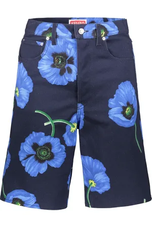Kenzo Denim Shorts, male, , W29, Floral Bermuda Jeans with Metal Details