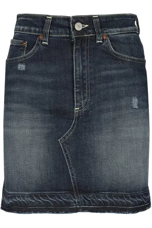 Dondup Denim Skirt with Leather Logo Tag