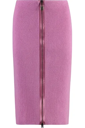Tom Ford Midi Skirts, female, , XS, Ribbed Knit Silk Wool Blend Skirt