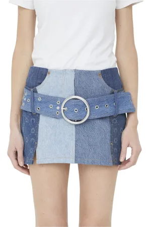 Marine Serre Denim Skirts, female, , S, Moonogram Denim Skirt