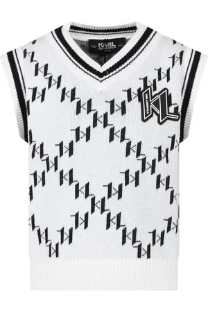 Karl Lagerfeld White Knitted Vests with K/IKoniK Print
