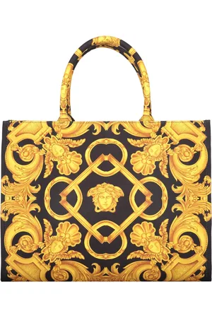 VERSACE Tote Bags, female, , ONE SIZE, Jacquard motif canvas tote bag