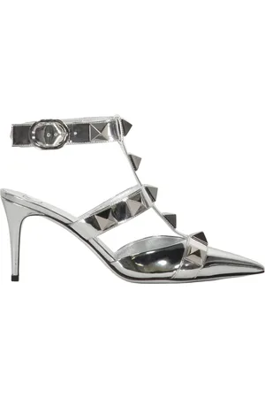 VALENTINO GARAVANI Pumps, female, , 6 1/2 UK, Metallic Leather Cut-Out Pumps with Studs