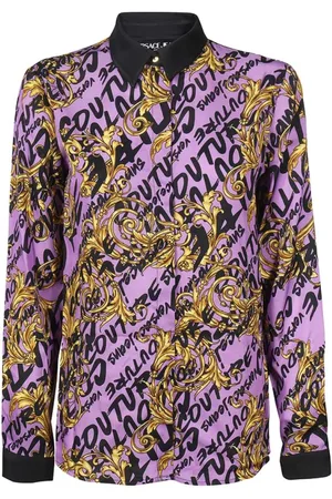 VERSACE Shirts, female, , M, Logo Print Viscose Shirt