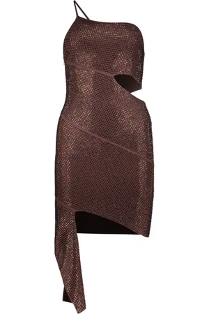 ANDREA ADAMO Asymmetric Hem Mini Dress with Cut Out Details