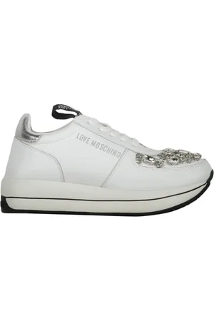 Moschino Stone Embellished Leather Trainers