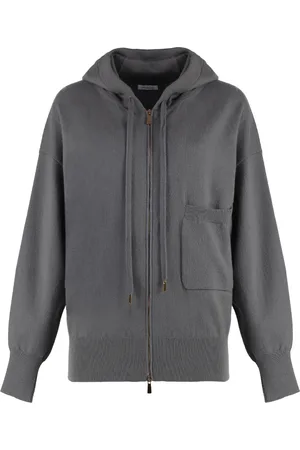 Malo Cashmere Zip Hoodie with Front Pocket