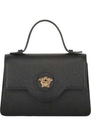 VERSACE Mini Leather Bag with Push-Lock Closure