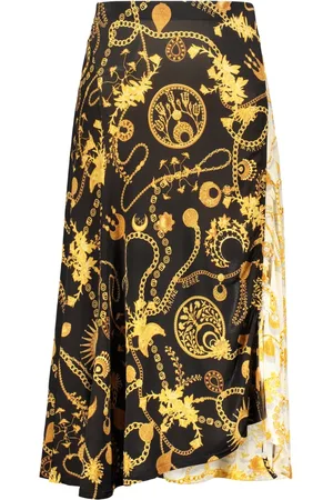 Marine Serre Midi Skirts, female, , S, Asymmetric Hem Skirt with Side Slit
