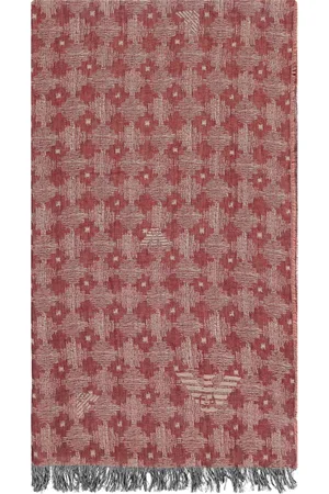 Emporio Armani Scarves, male, , ONE SIZE, Jacquard Motif Cotton Scarf with Frayed Edges