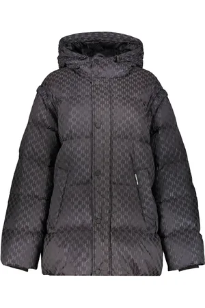 Karl Lagerfeld Logo Print Hooded Down Jacket
