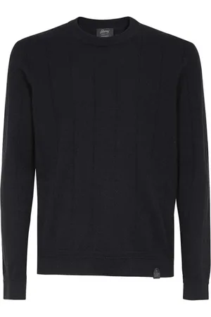 BRIONI Cashmere Knitwear, male, , XL, Cashmere Jumper with Leather Inserts