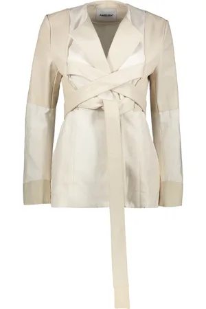 AMBUSH Blazers, female, , 3XS, Linen Blazer with Leather Details