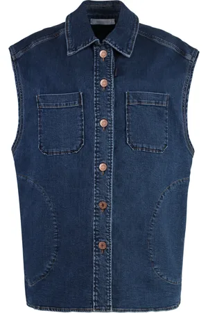 See by Chloé Vests, female, , S, Denim Vest with Leather Details and Pockets