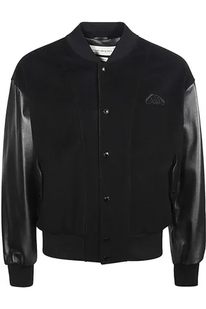 Alexander McQueen Bomber Jackets, male, , L, Wool Leather Bomber Jacket