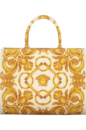 VERSACE Tote Bags, female, , ONE SIZE, Jacquard motif canvas tote bag