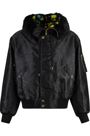 VERSACE Bomber Jackets, male, , XL, Technical Fabric Bomber Jacket with Fur