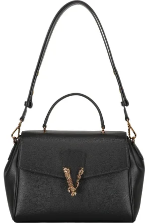 VERSACE Handbags, female, , ONE SIZE, Calfskin Crossbody Bag with Flap Closure