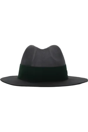 Emporio Armani Leather Detail Wool Fedora Hat