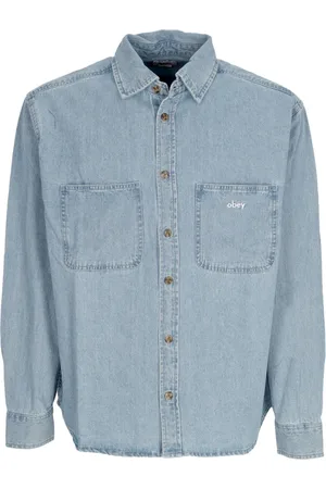 Obey Denim Shirts, male, , M, Denim Woven Indigo Long Sleeve Shirt