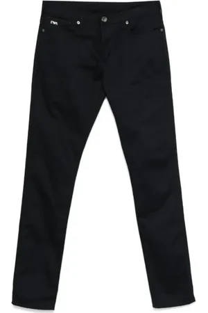 Emporio Armani Slim-fit Trousers, male, , W33, Slim Jeans with Logo Plaque