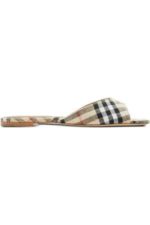 Burberry Sliders, female, , 3 UK, Vintage Check Pattern Flat Sole Sandals