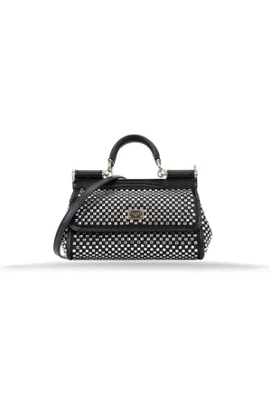 Dolce & Gabbana Handbags, female, , ONE SIZE, Stylish Leather Shoulder Bag with Rhinestones