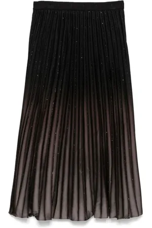 DKNY Midi Skirts, female, , M, Grey Pleated Foil Skirt