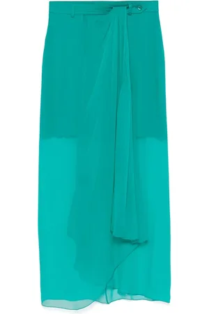 Alberta Ferretti Maxi Skirts, female, , L, Teal Side Button Skirt