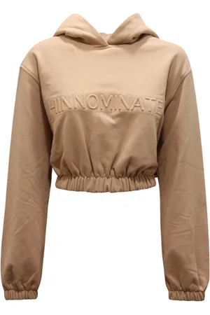 hinnominate Hoodies, female, , M, Short Fleece Sweatshirt Hazelnut Lined