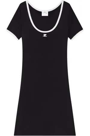 Courrèges Logo Embroidered Dress Short Sleeves