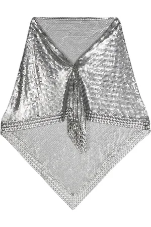 Paco rabanne Silky Scarves, female, , ONE SIZE, Metallic Finish Handkerchief Scarf