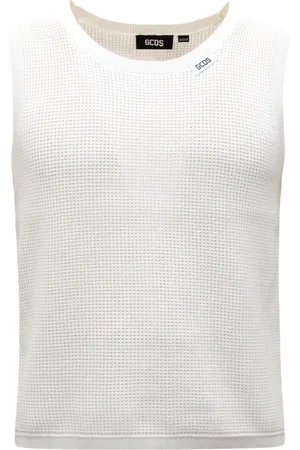 GCDS Round-neck Knitwear, male, , M, Open Knit Tank Top Off