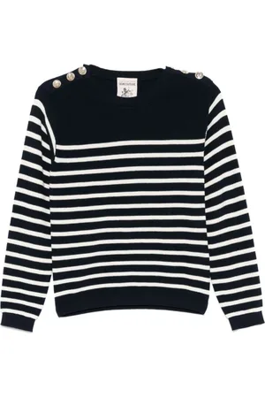 SEMICOUTURE Round-neck Knitwear, female, , S, Crew Neck Jumper with Button Detailing