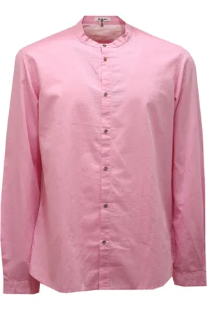 OFFICINA 36 Casual Shirts, male, , XL, Nehru collar cotton shirt coral stripes