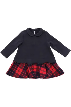 Il gufo Cotton Kids Dress with Check Pattern
