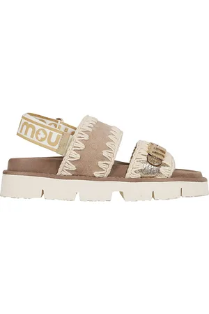 Mou Flat Sandals, female, , 6 UK, Metallic Leather Sandals for Women