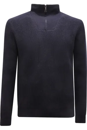ALPHA STUDIO Wool Mid-Zip Jumper in Night